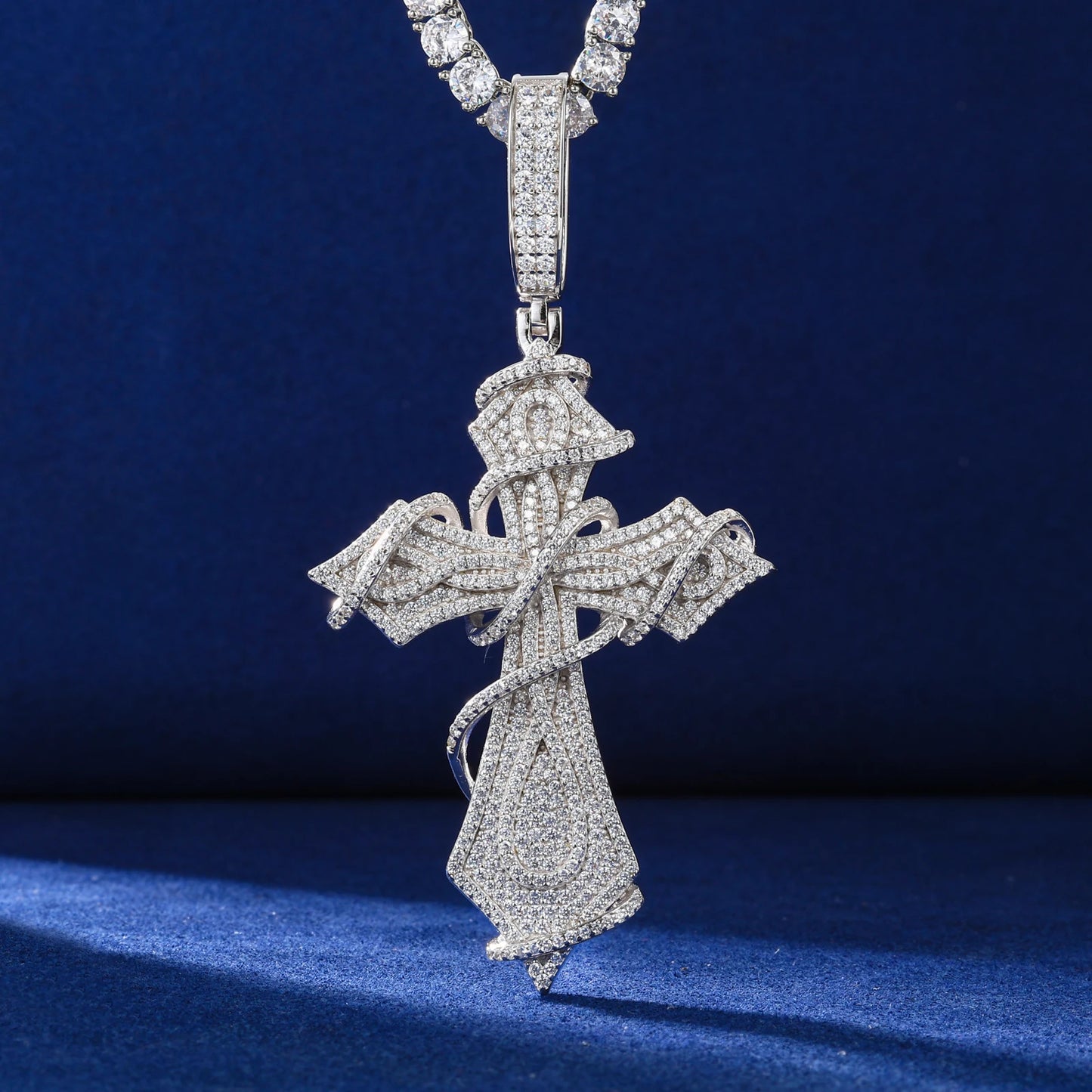 Goth Cross Stone Wrapped Pendant