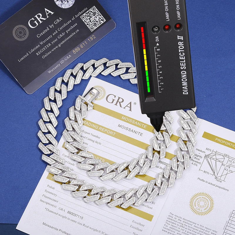 12-22mm - Baguette Center Row Cuban Link Chain