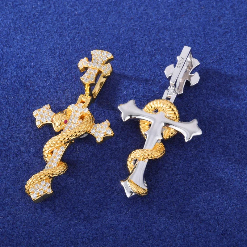 Snake Winding Cross Pendant