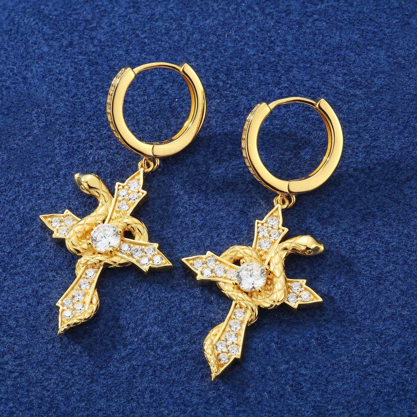 Arrow Cross Snake Hoop Earrings