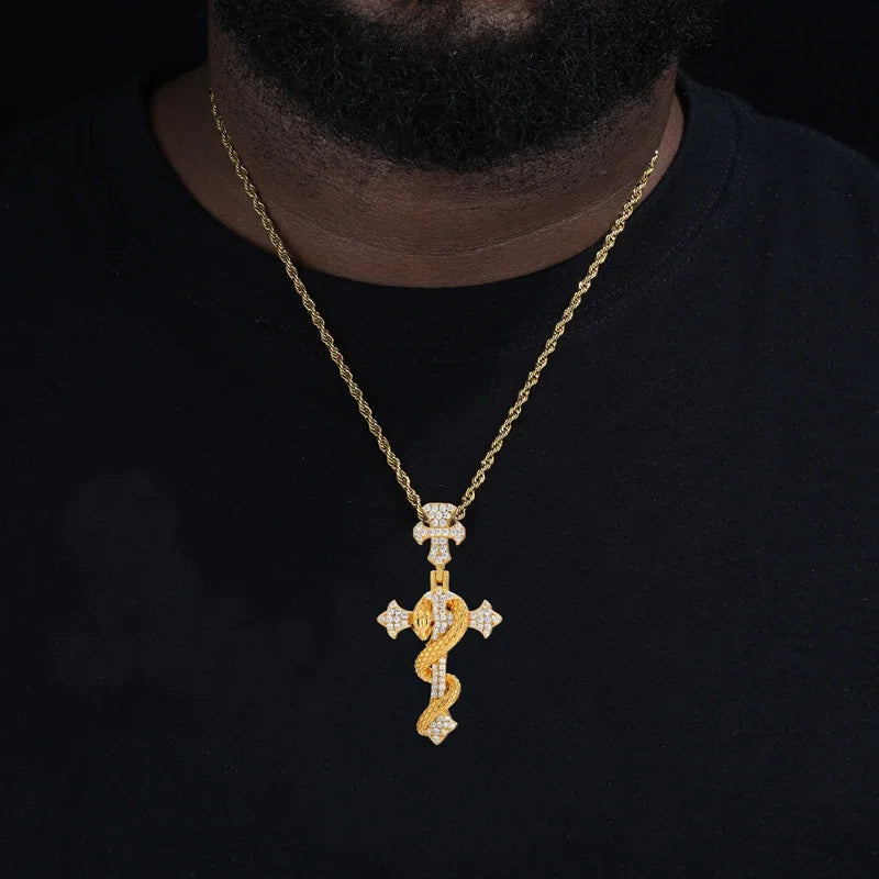 Snake Winding Cross Pendant
