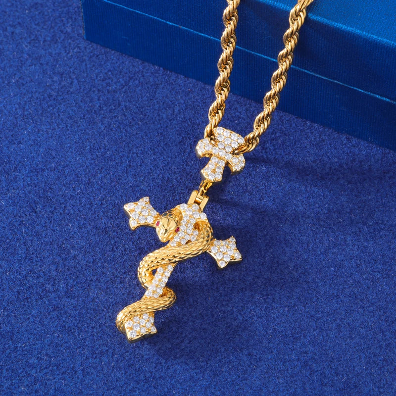 Snake Winding Cross Pendant