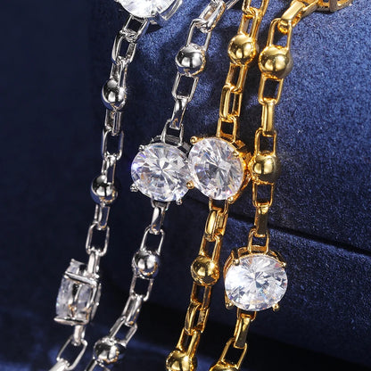 Luxury Inlaid Moissanite Silver Chain