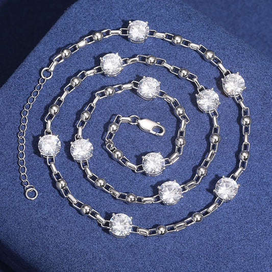 Luxury Inlaid Moissanite Silver Chain