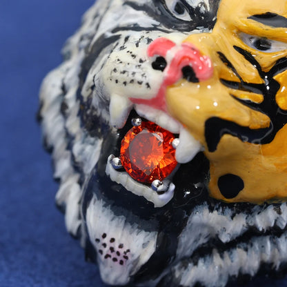 Enamel Tiger Head Pendant