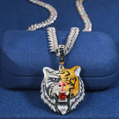 Enamel Tiger Head Pendant