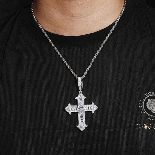 Baguette Gothic Cross Pendant