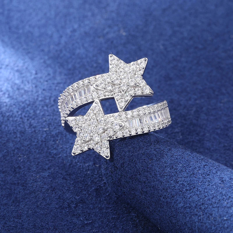 Baguette Double Star Ring