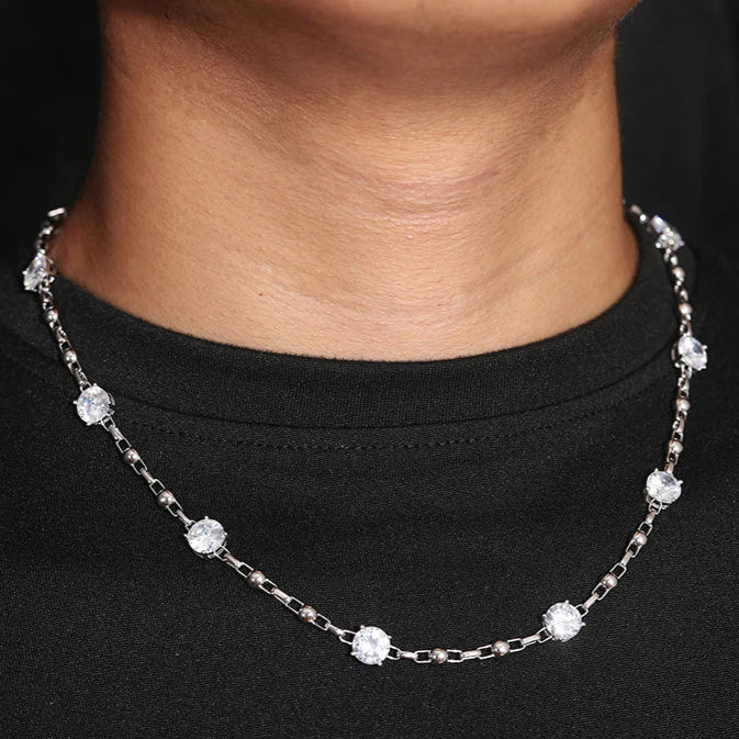 Luxury Inlaid Moissanite Silver Chain