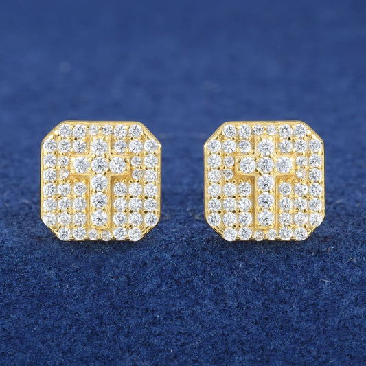 Square Cross Stud Earrings