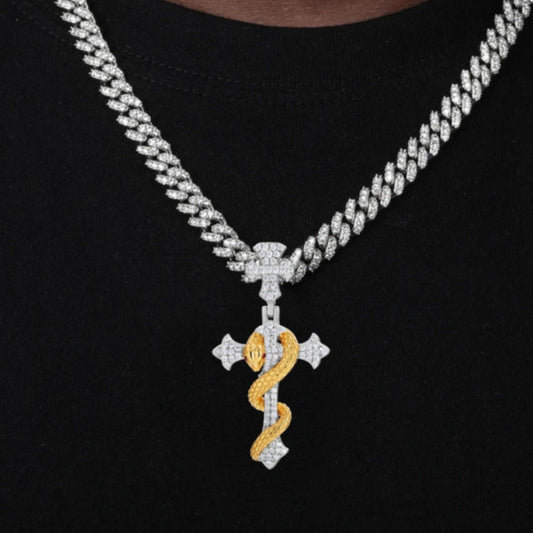 Snake Winding Cross Pendant