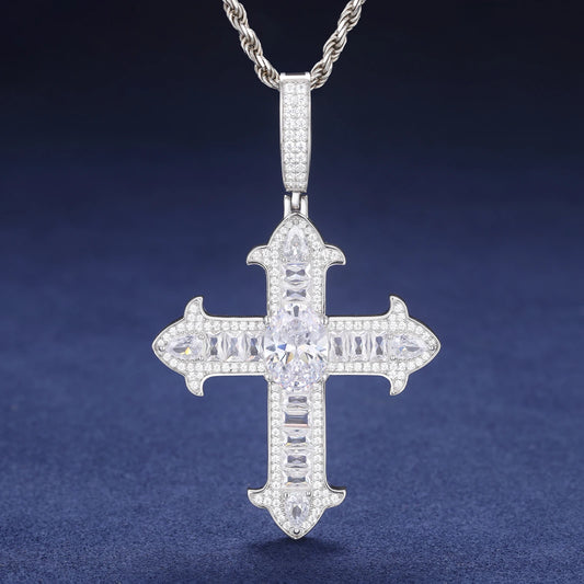 Baguette Gothic Cross Pendant