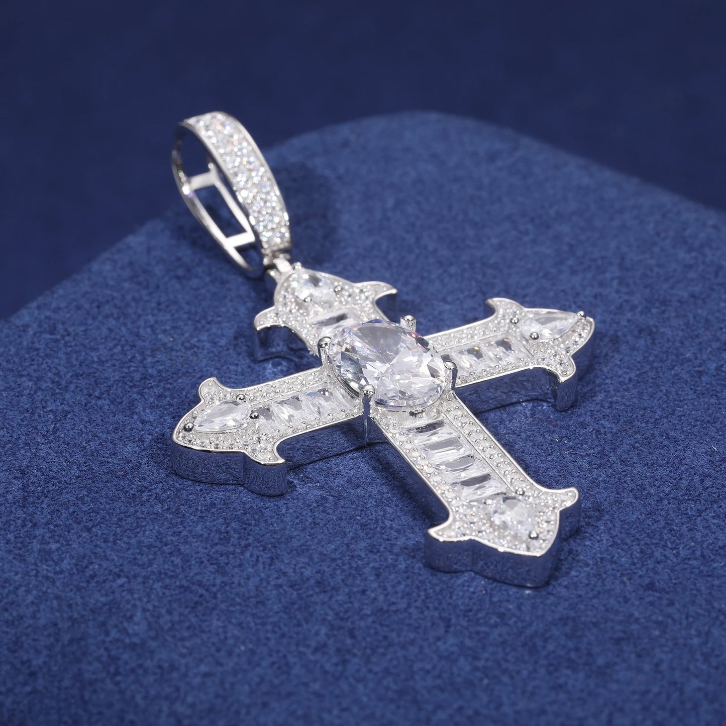 Baguette Gothic Cross Pendant