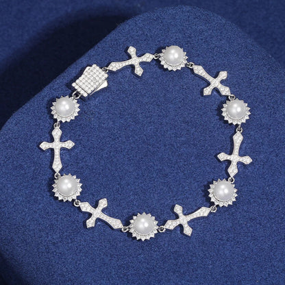 Pearl Cross Bracelet