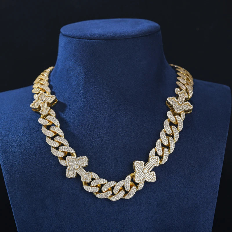 Cross Round Cuban Link Chain