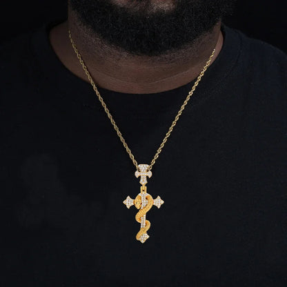 Snake Winding Cross Pendant