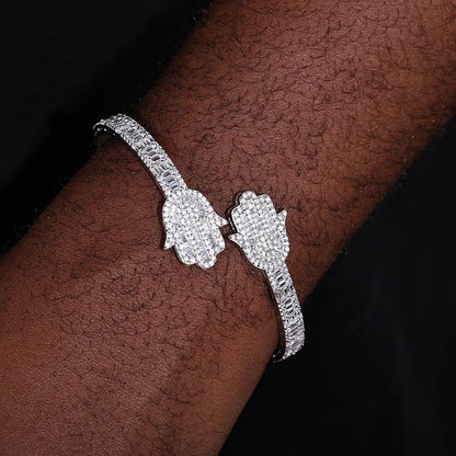 Baguettes Hamsa Bangle