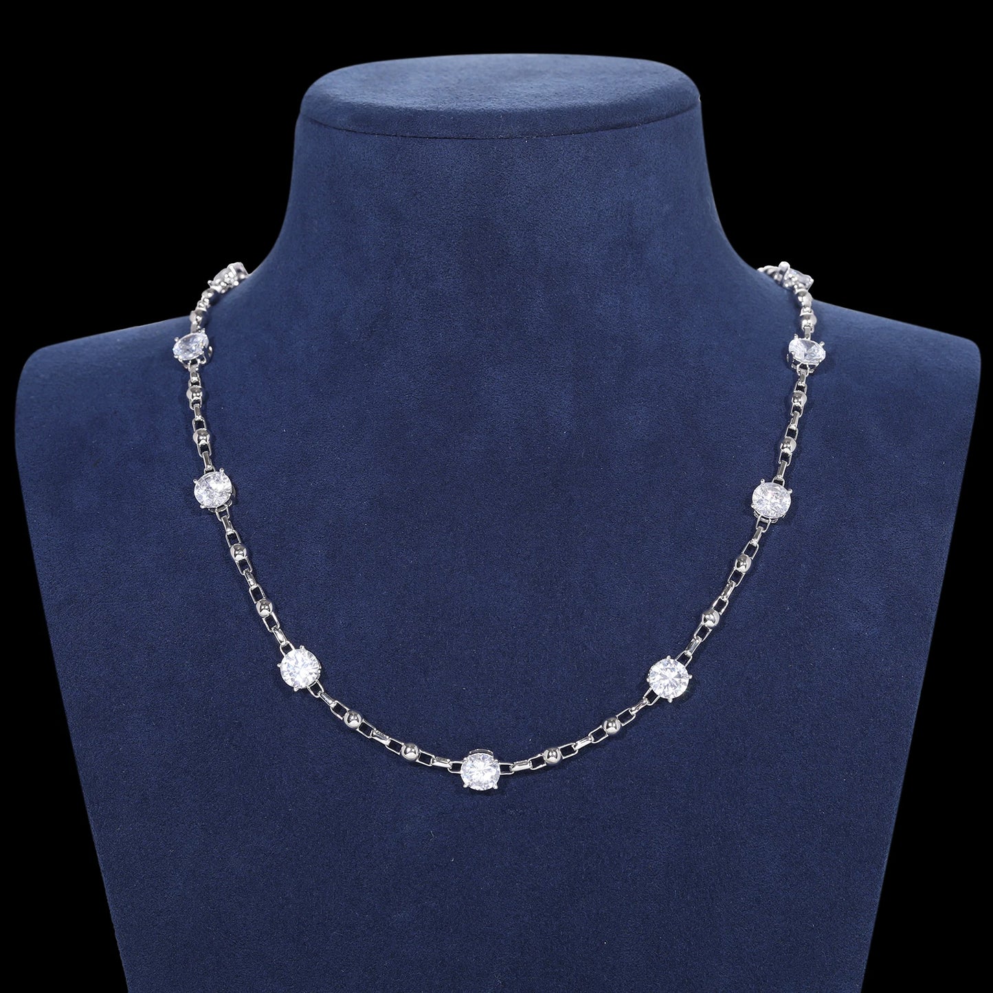 Luxury Inlaid Moissanite Silver Chain